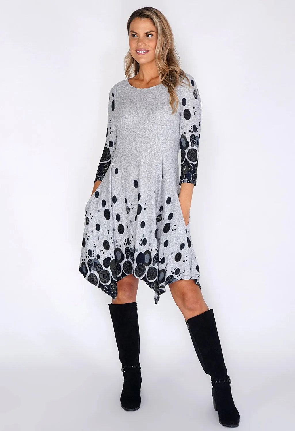 Light Grey Spot Detail Dress