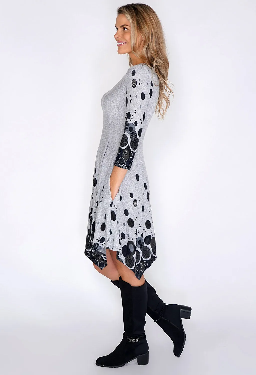 Light Grey Spot Detail Dress