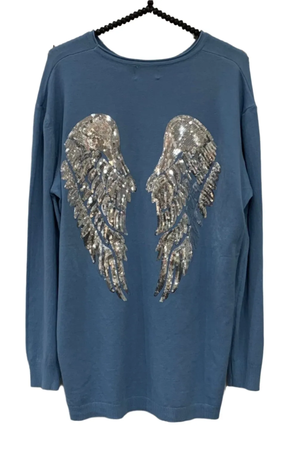 Limited Edition Angels Batwing Jumper In Grey Made In Italy By Feathers Of Italy