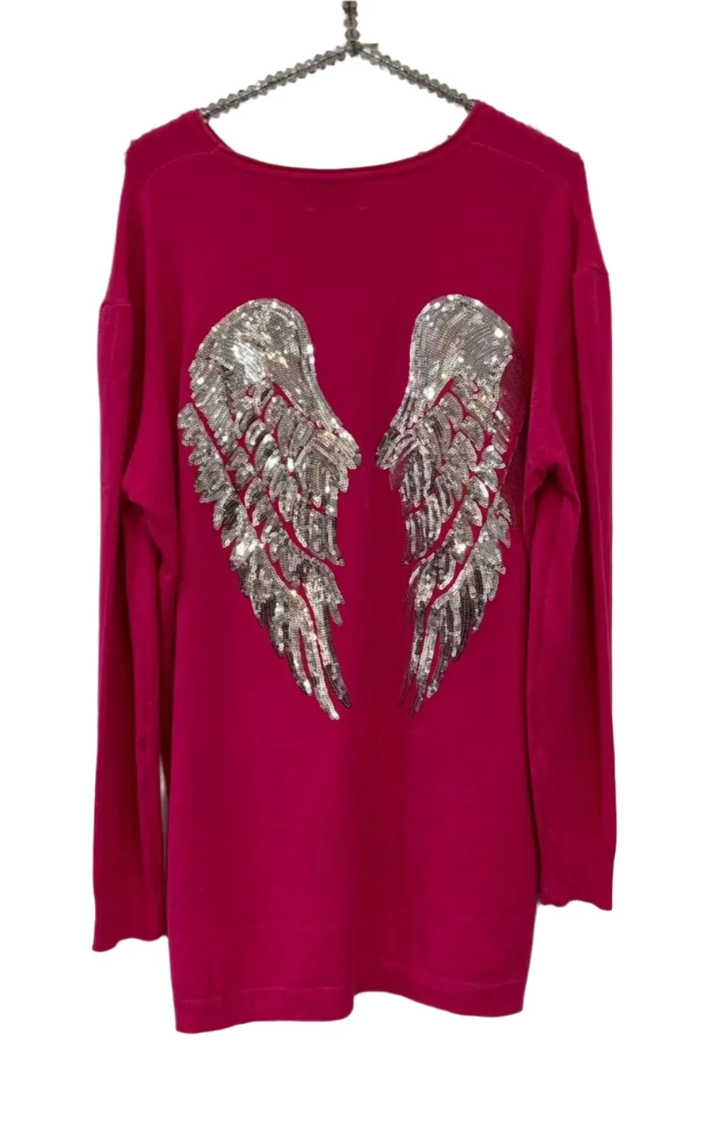 Limited Edition Angels Batwing Jumper In Grey Made In Italy By Feathers Of Italy