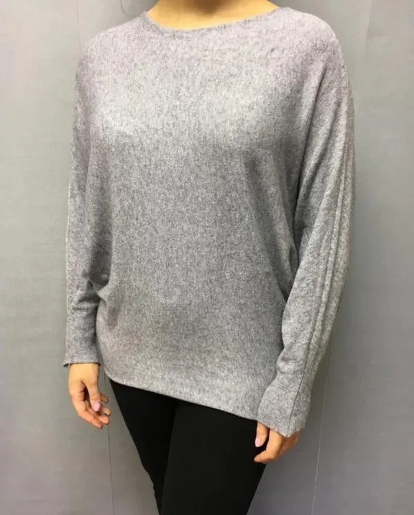 Limited Edition Angels Batwing Jumper In Grey Made In Italy By Feathers Of Italy