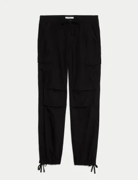 Linen Rich Straight Leg Cargo Trousers