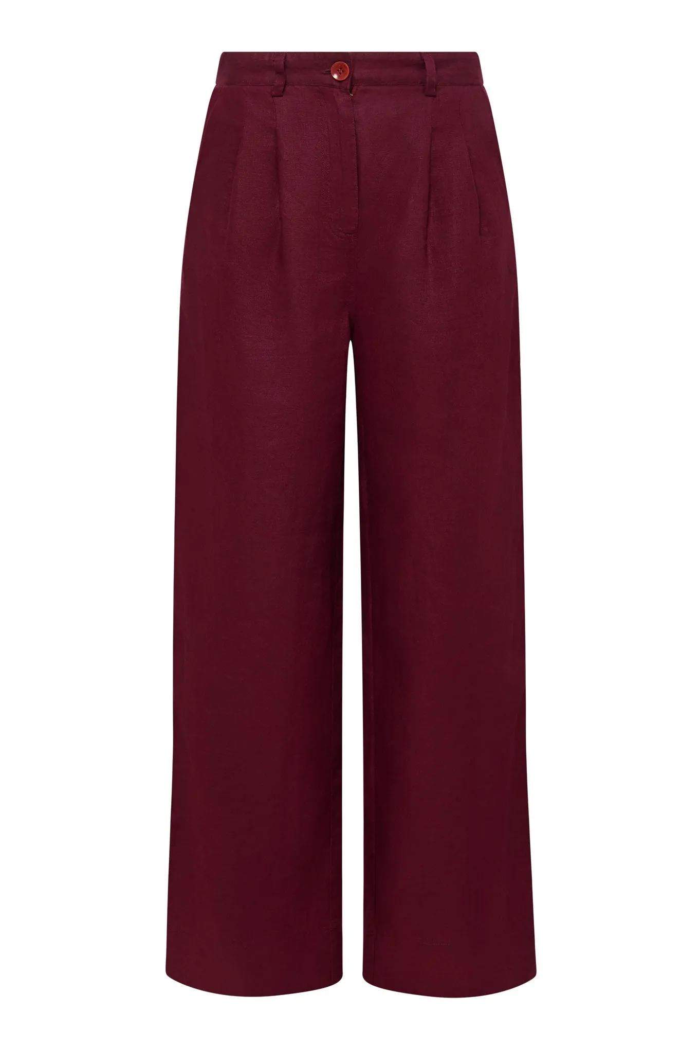 Lion Linen Trousers Berry Red