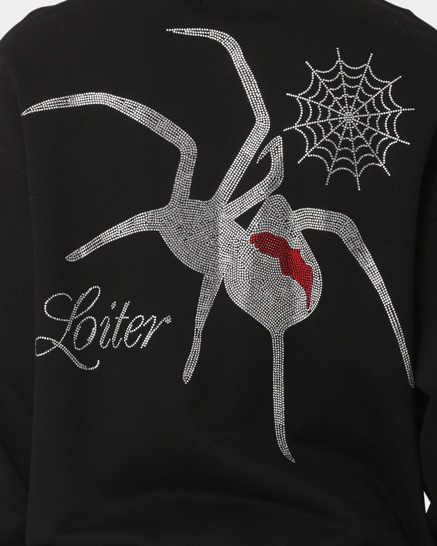 Loiter Spider Rhinestone Crewneck Black