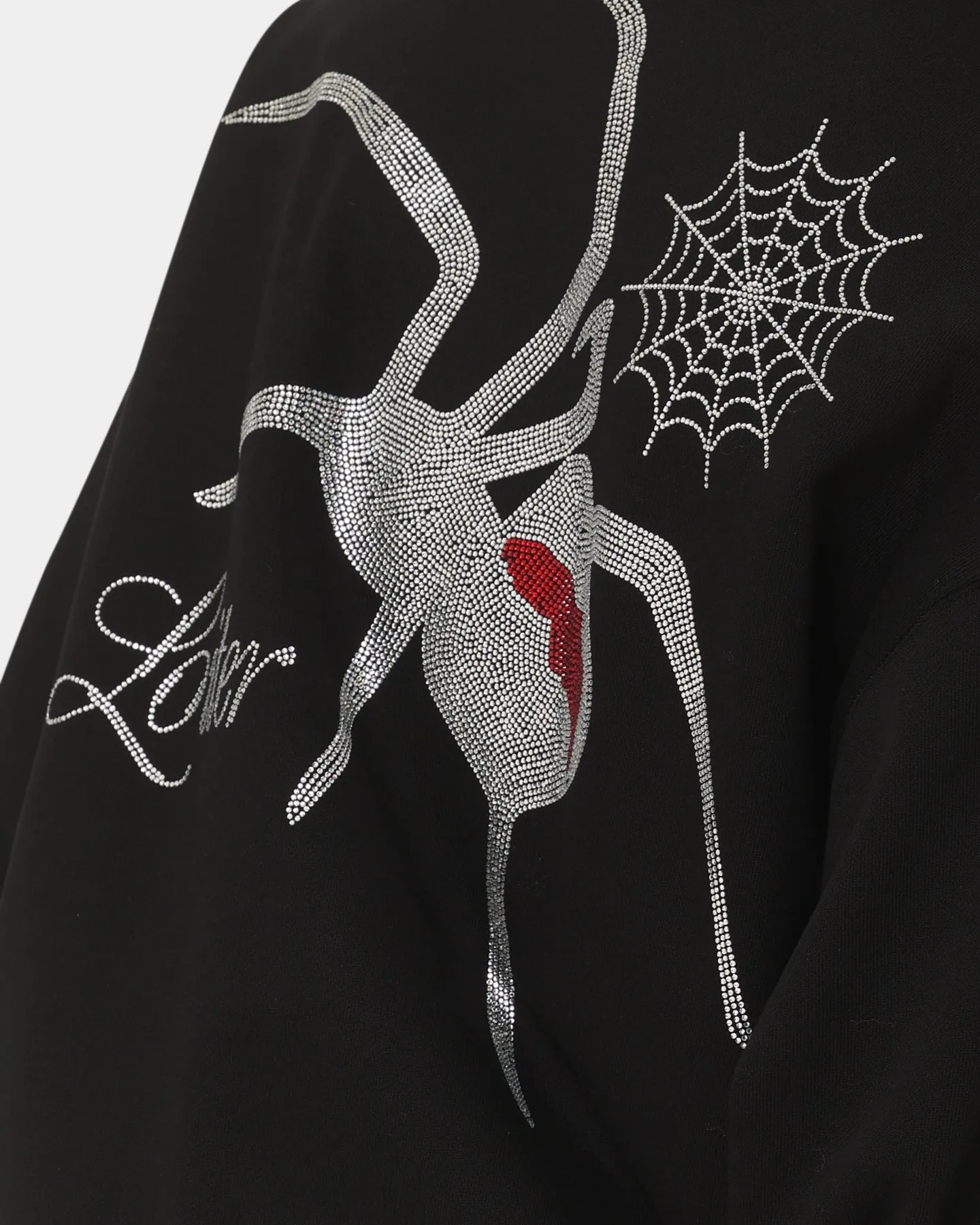 Loiter Spider Rhinestone Crewneck Black