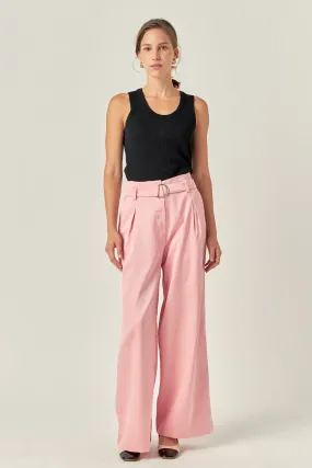 Long Box Pleat Trousers with Self Belt