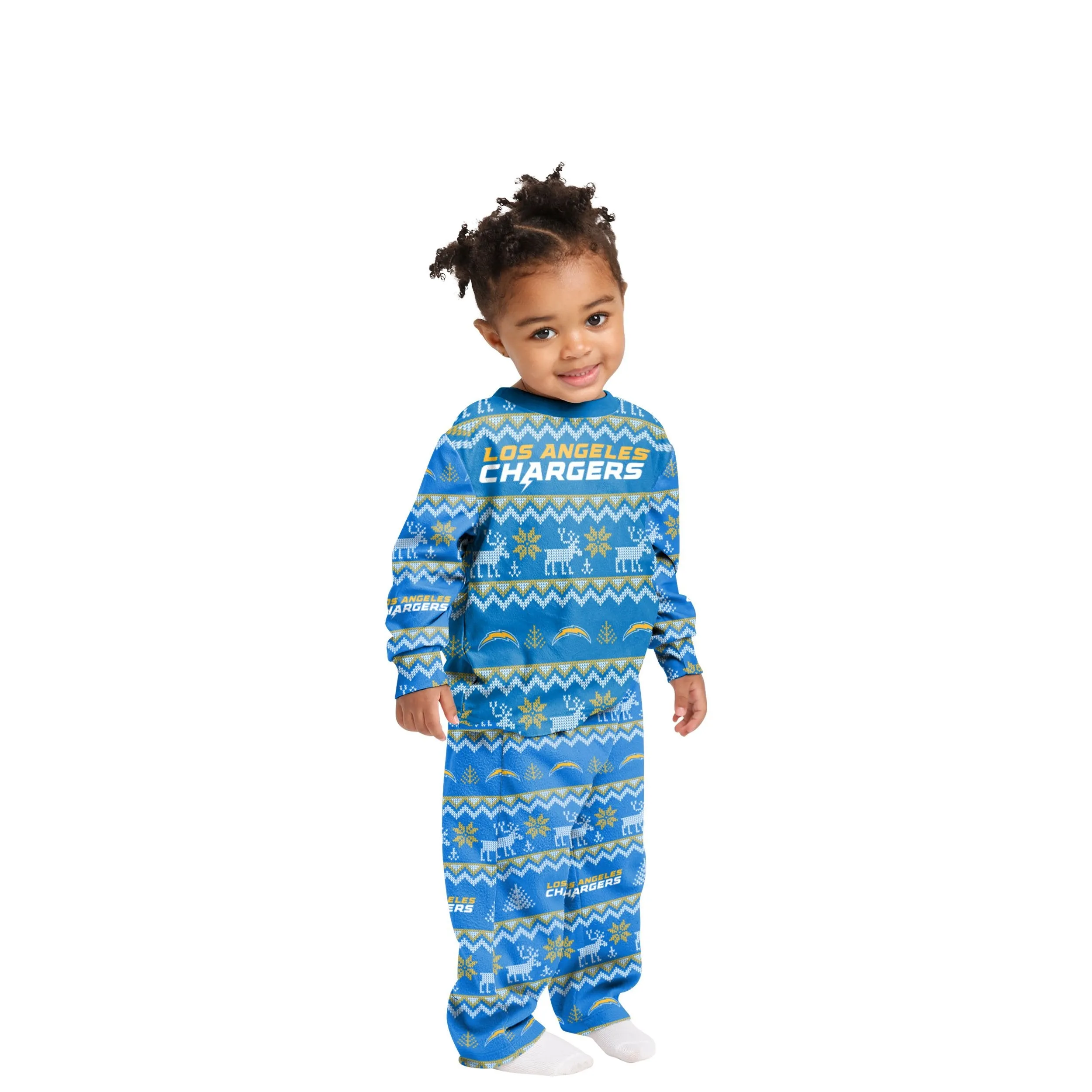 Los Angeles Chargers NFL Ugly Pattern Family Holiday Pajamas