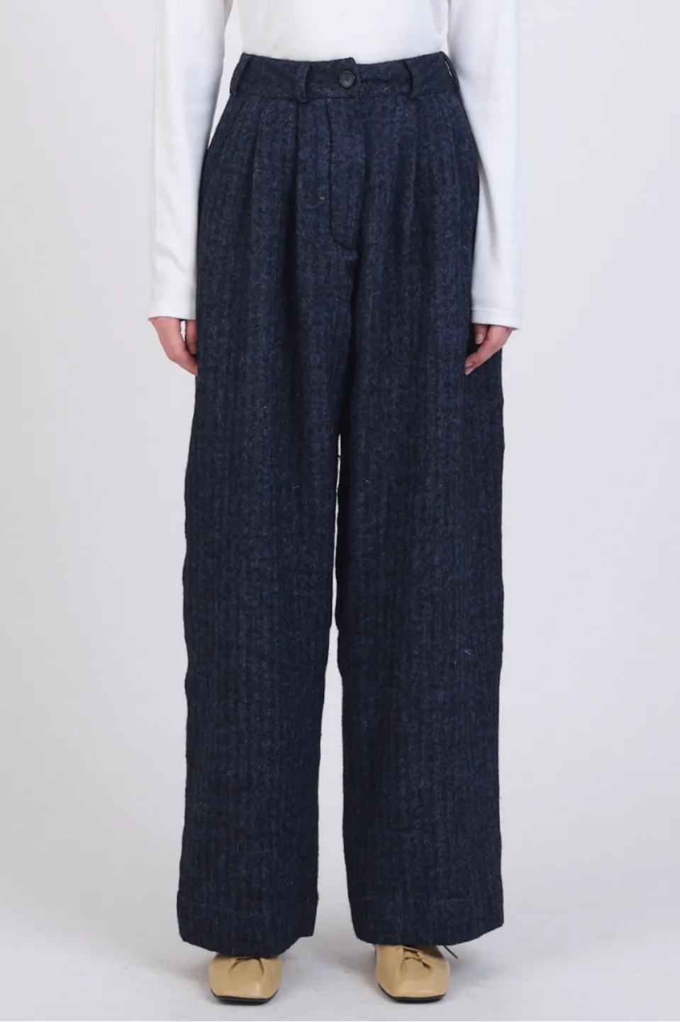 Mara Trouser, Navy Herringbone