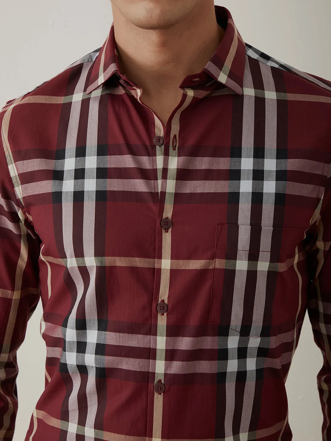 Maroon Checks Casual Shirt