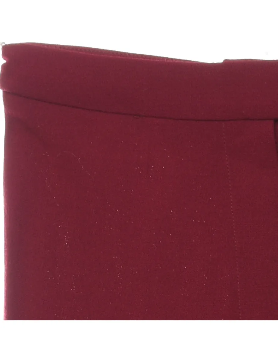 Maroon Classic Straight-Fit Trousers - W26 L29