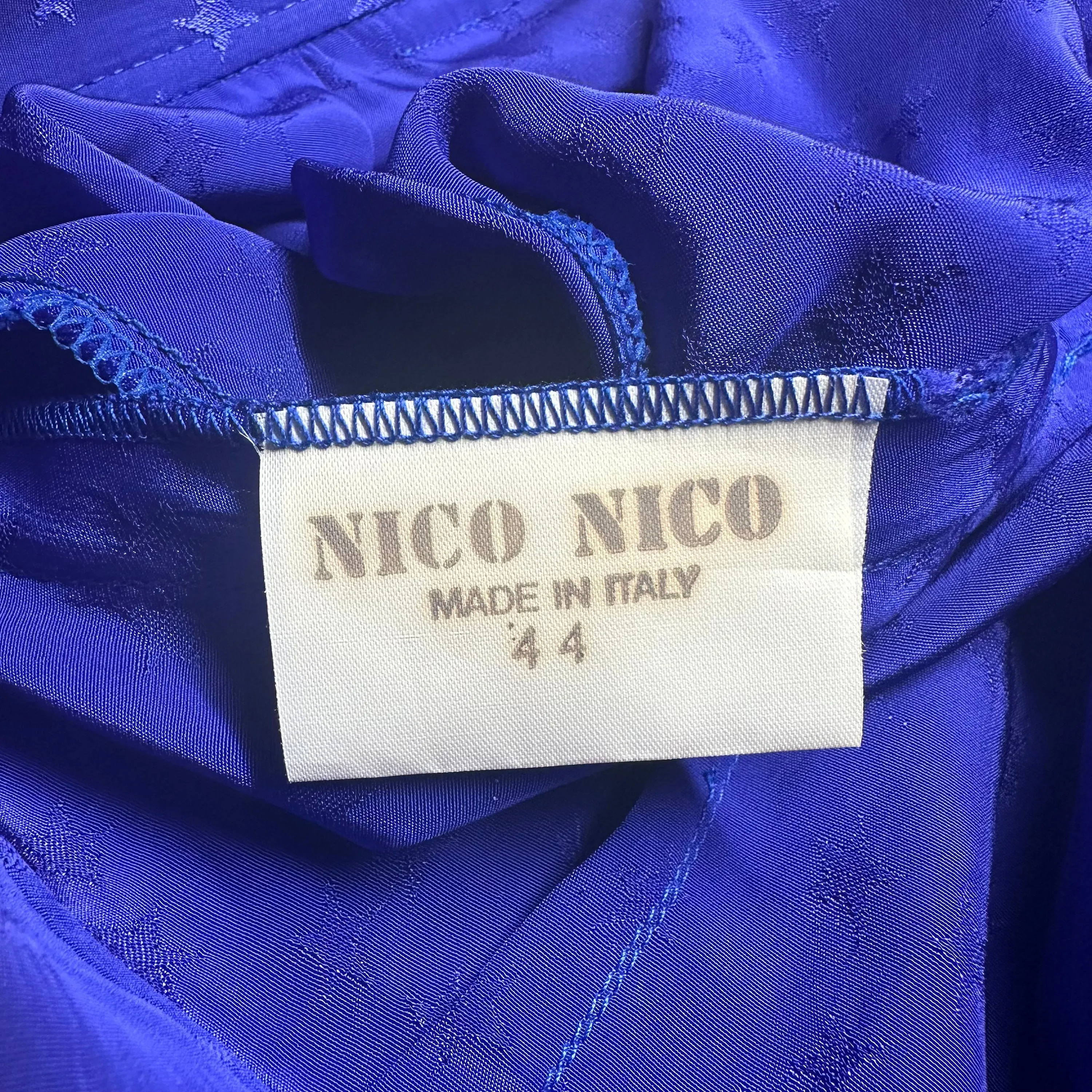 Medium 80s Royal Blue Star Print Satin Trousers 28"