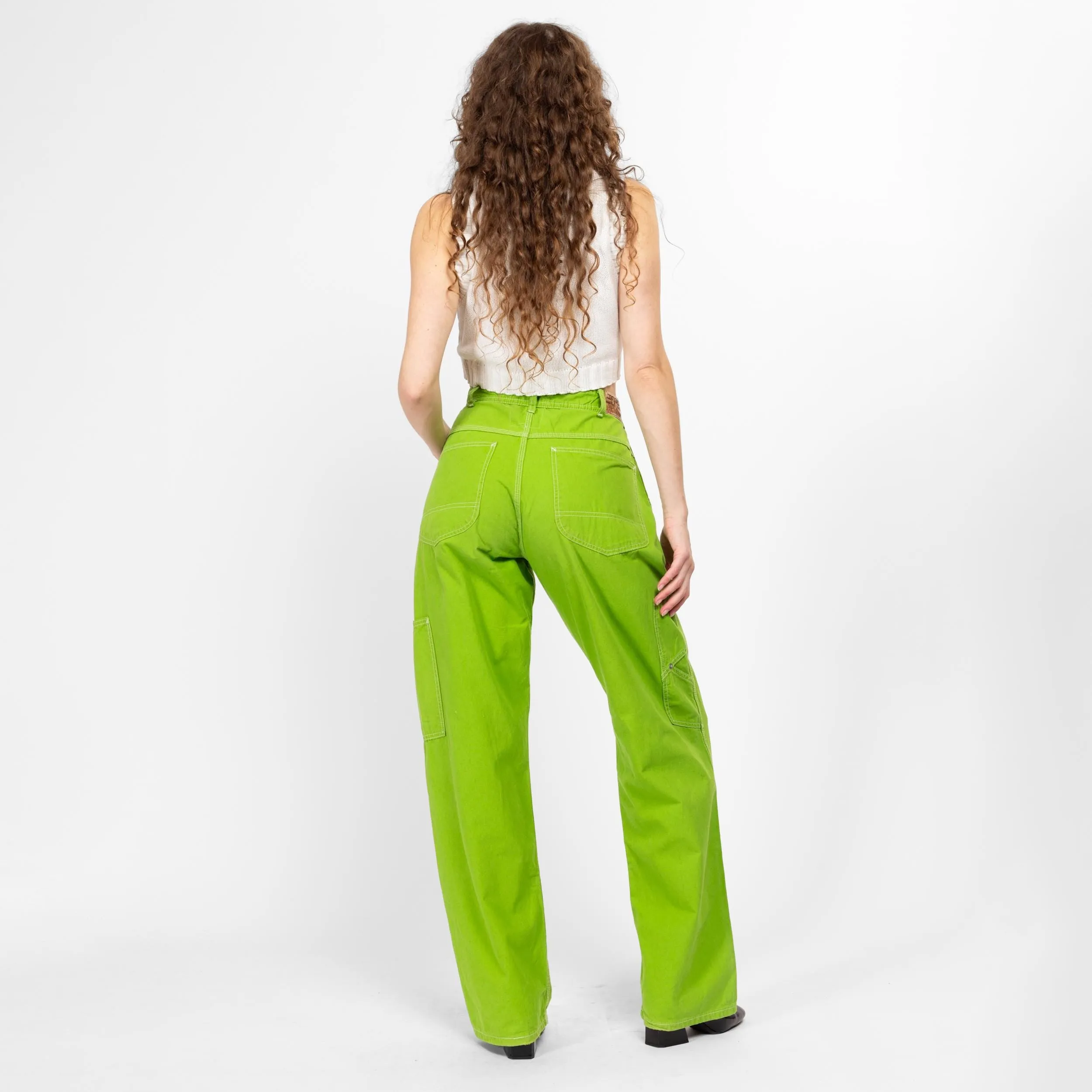 Medium 90s Esprit Lime Green Carpenter Barrel Pants 28.5"