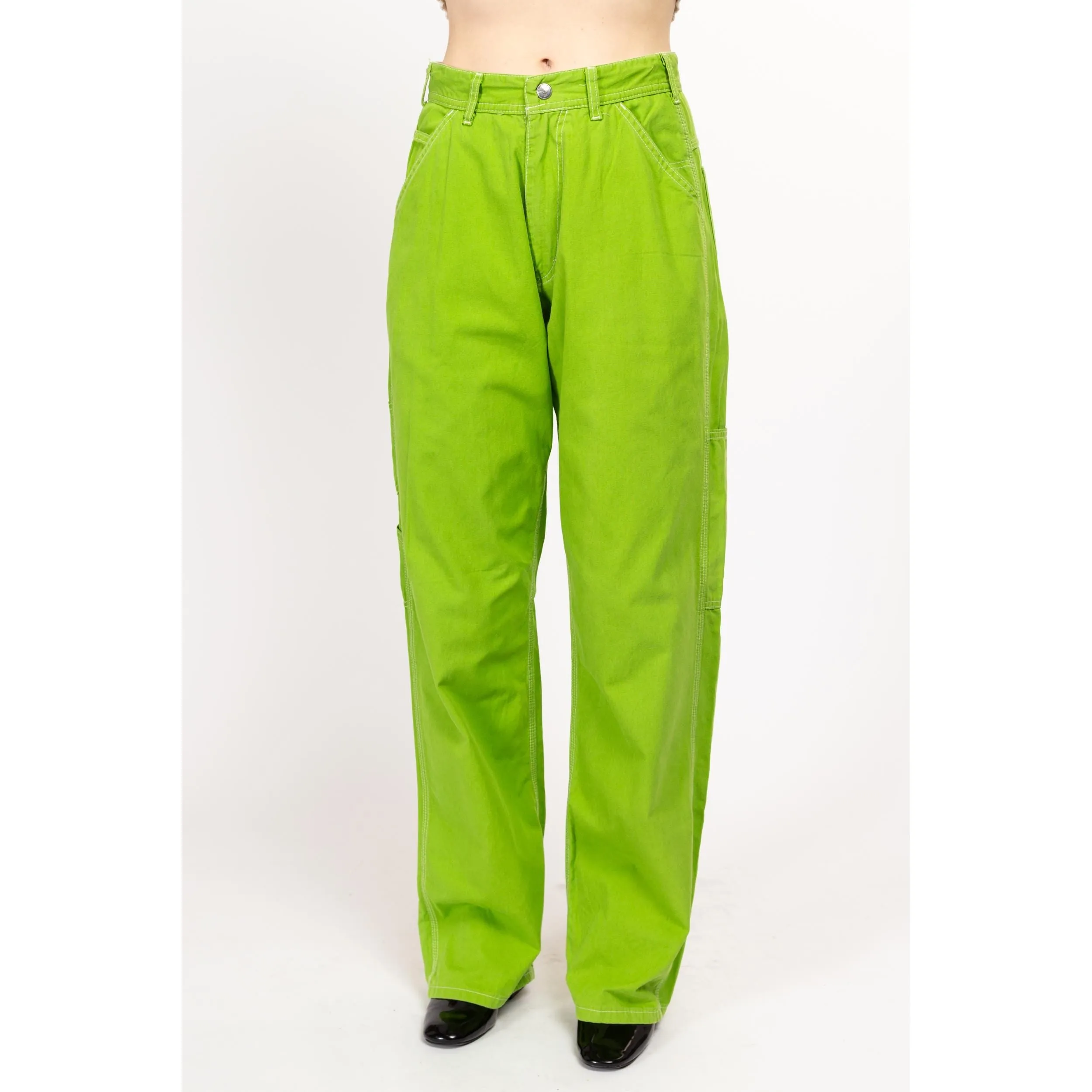 Medium 90s Esprit Lime Green Carpenter Barrel Pants 28.5"