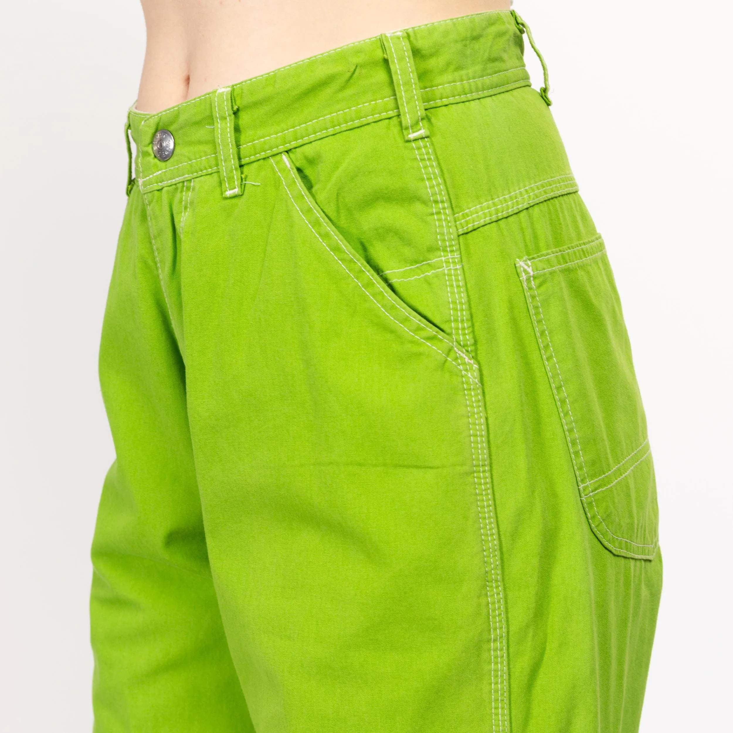 Medium 90s Esprit Lime Green Carpenter Barrel Pants 28.5"