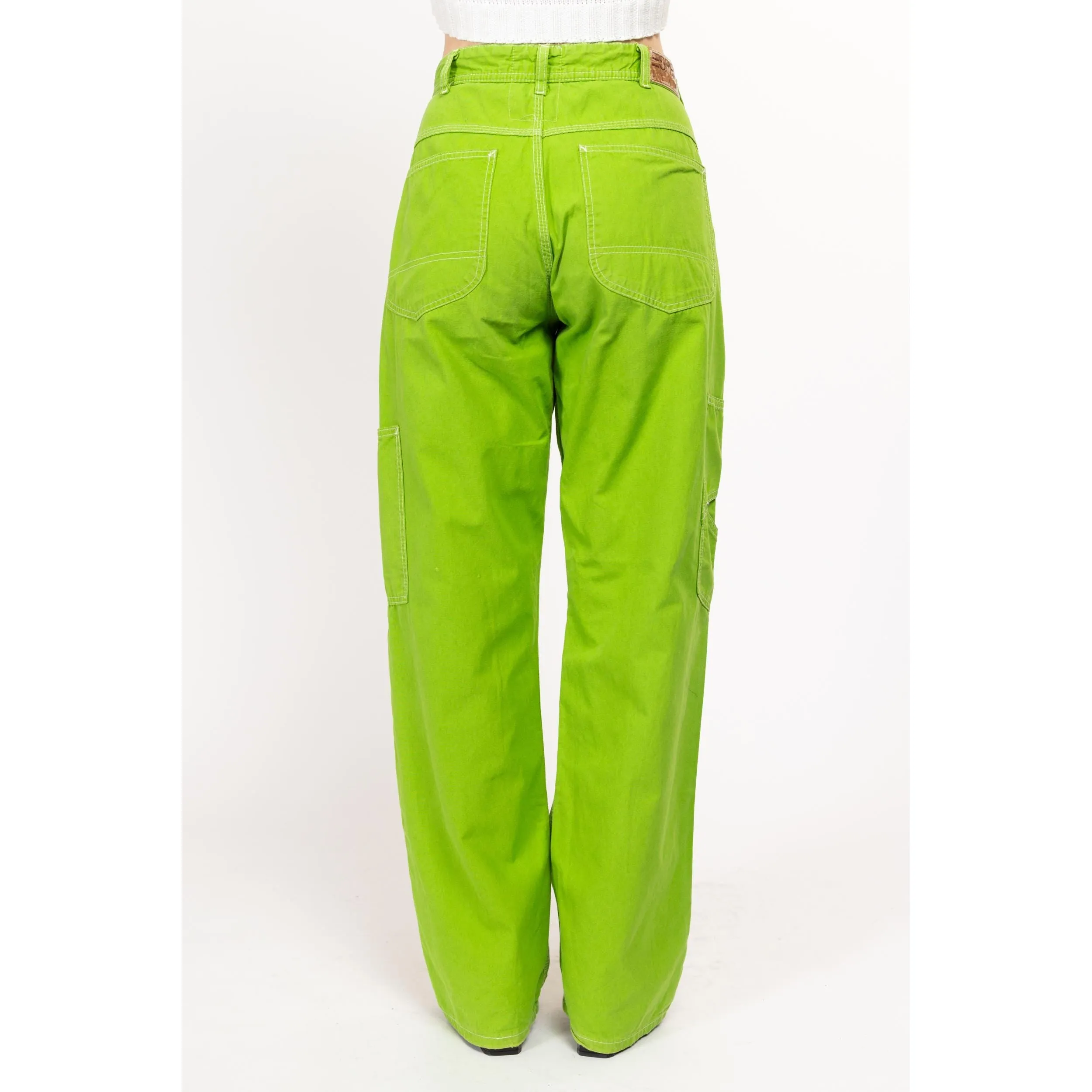 Medium 90s Esprit Lime Green Carpenter Barrel Pants 28.5"