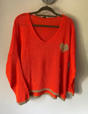 Medium Weight Knit Jumper - ORANGE