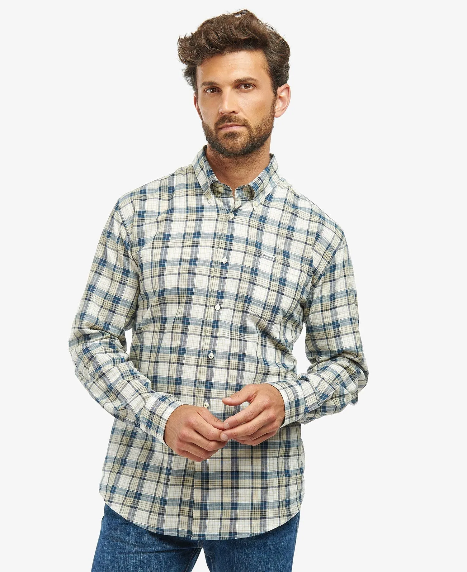 Men's Sadle Checked Shirt - Stone