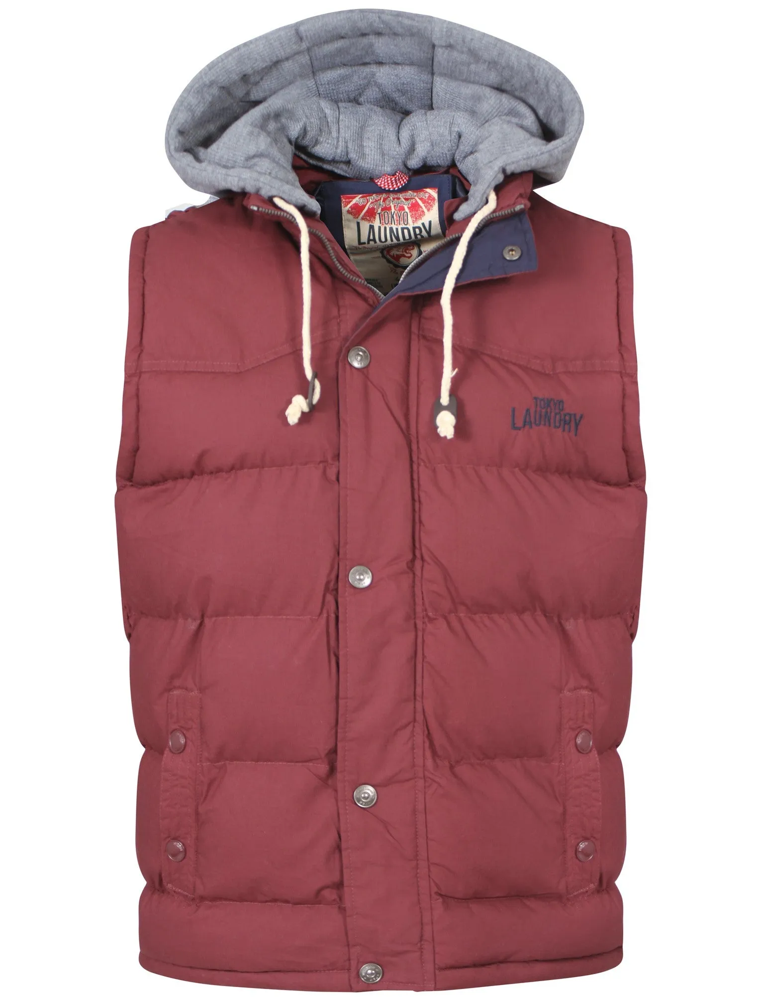 Mens Tokyo Laundry Brunel Hooded Gilet in Red