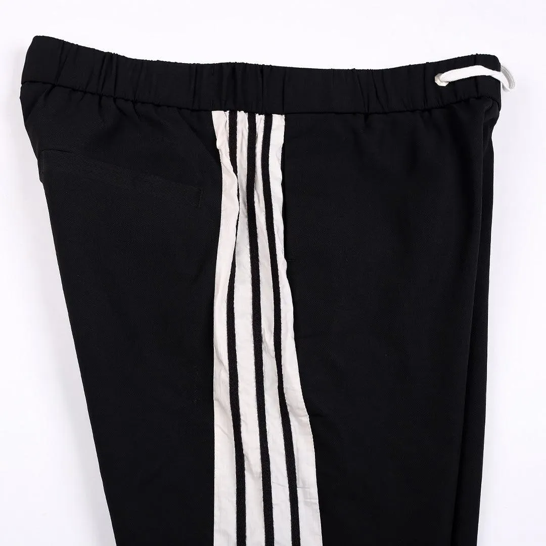 Men's Vogue Breathable Black Joggers with side White Design - Black