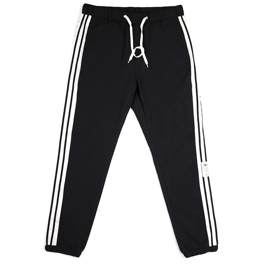 Men's Vogue Breathable Black Joggers with side White Design - Black