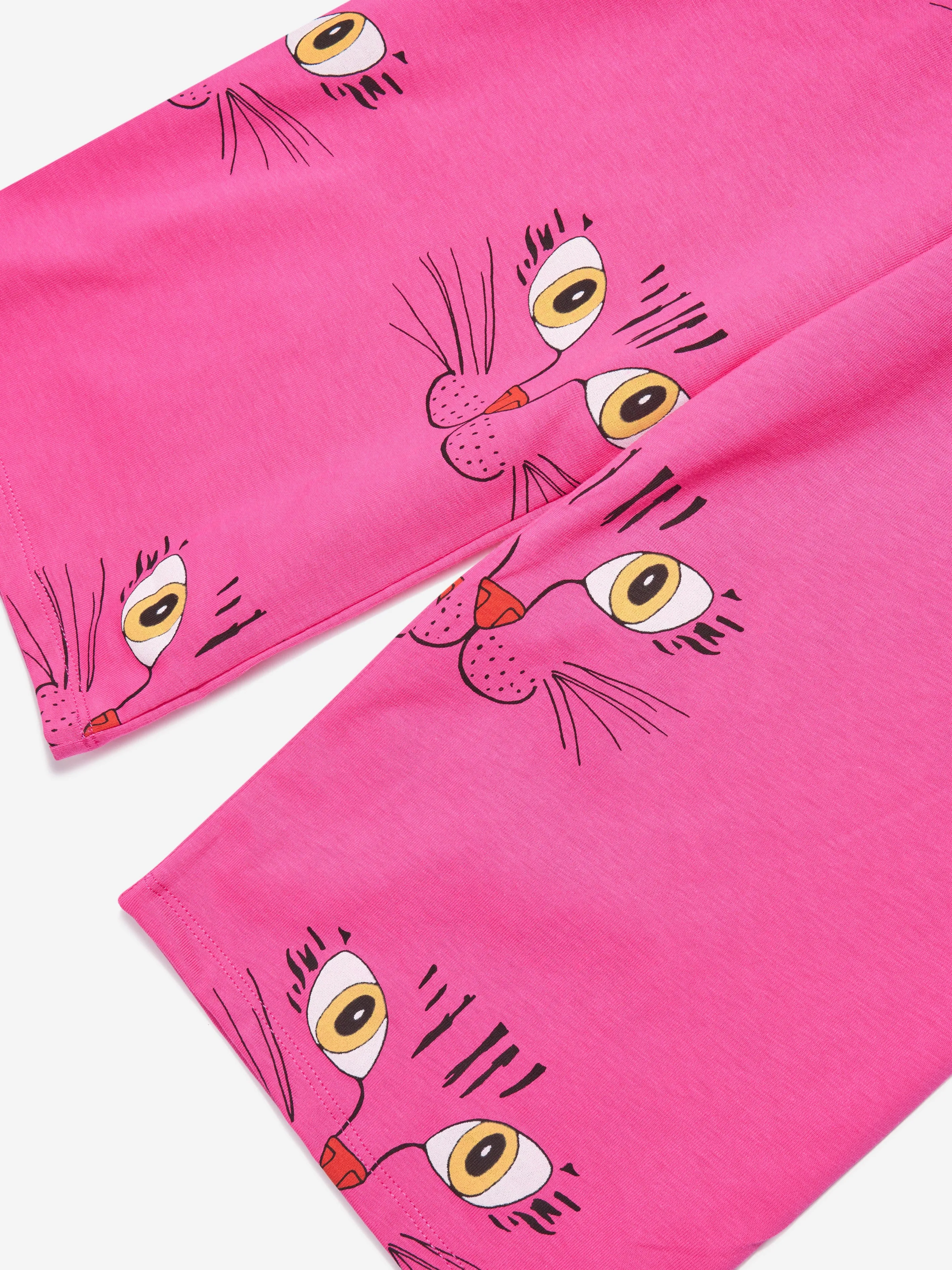 Mini Rodini Girls Cat Face Trousers in Pink