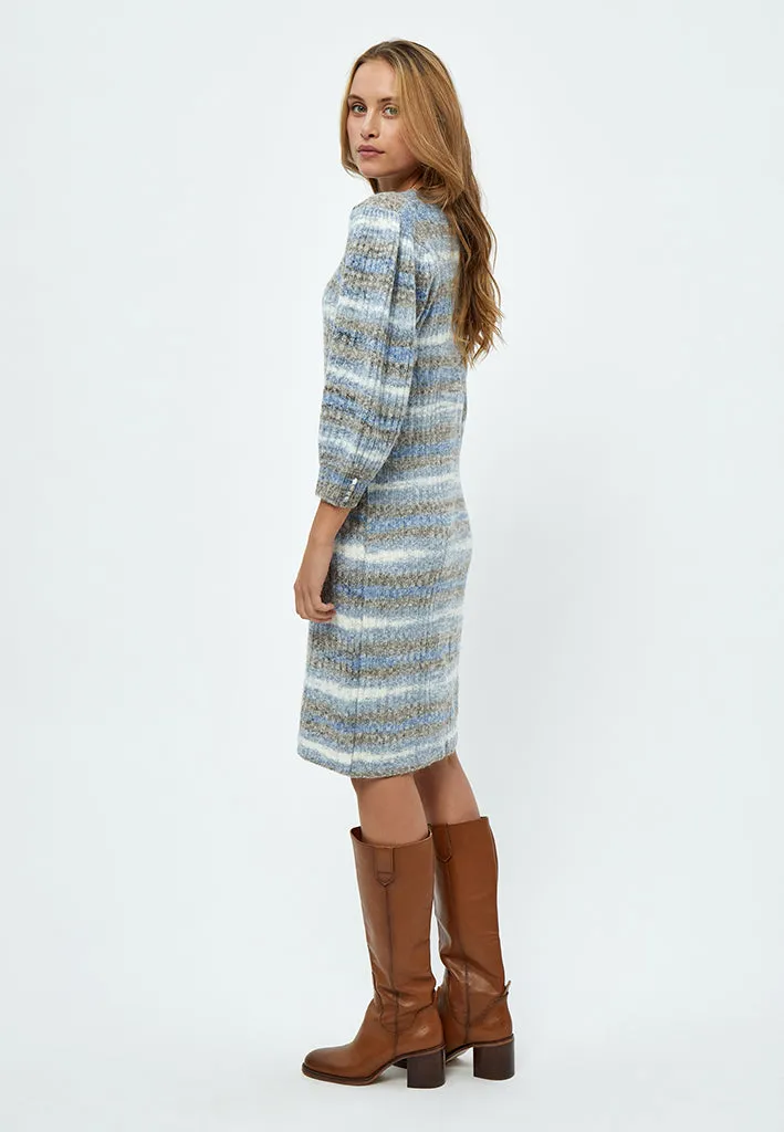 Misja Knit 3/4 Sleeve Dress - Royal Blue Stripe