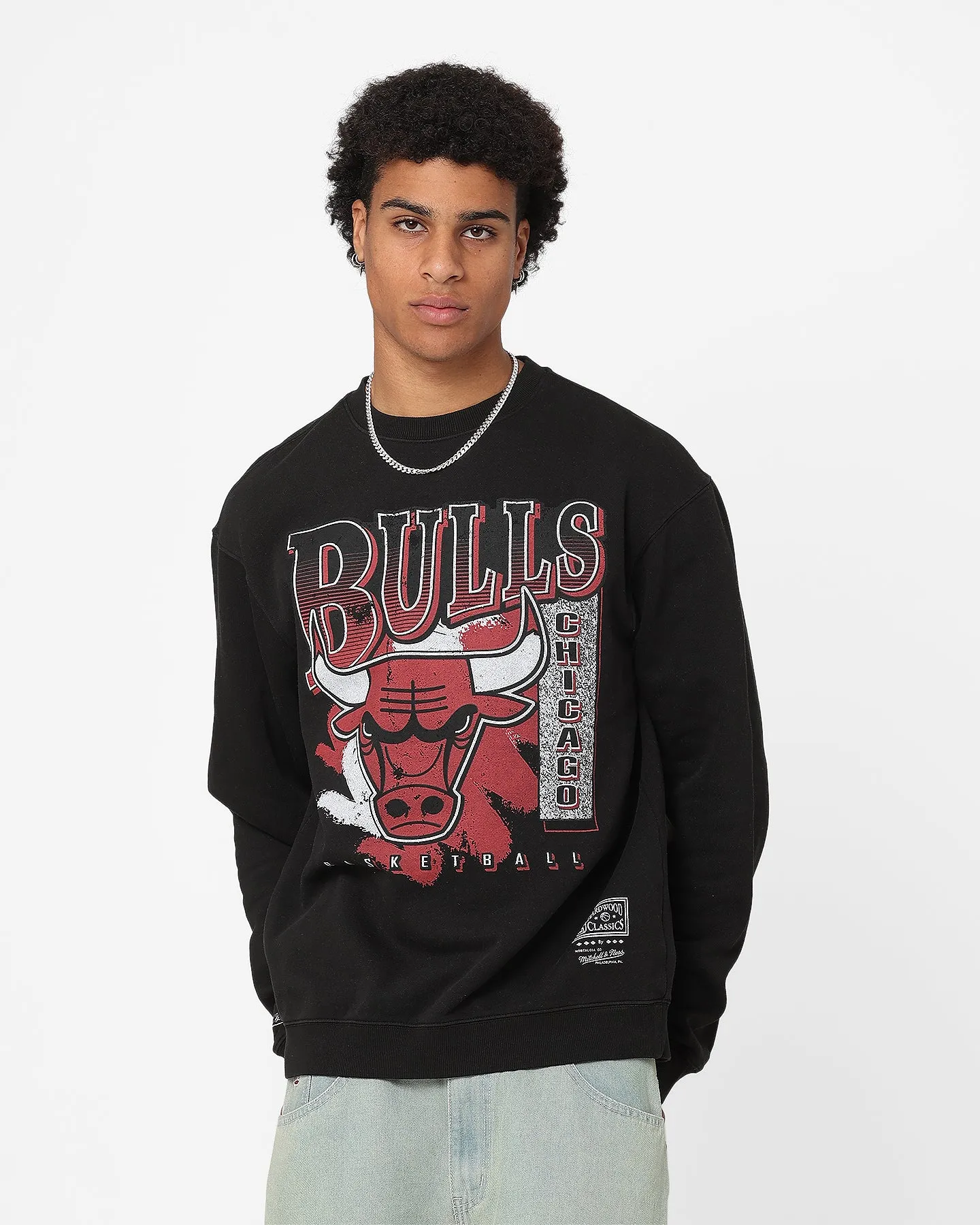 Mitchell & Ness Chicago Bulls Paintbrush Crewneck Faded Black