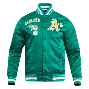 MLB OAKLAND ATHLETICS RETRO CLASSIC MEN'S RIB SATIN JACKET (KELLY GREEN)