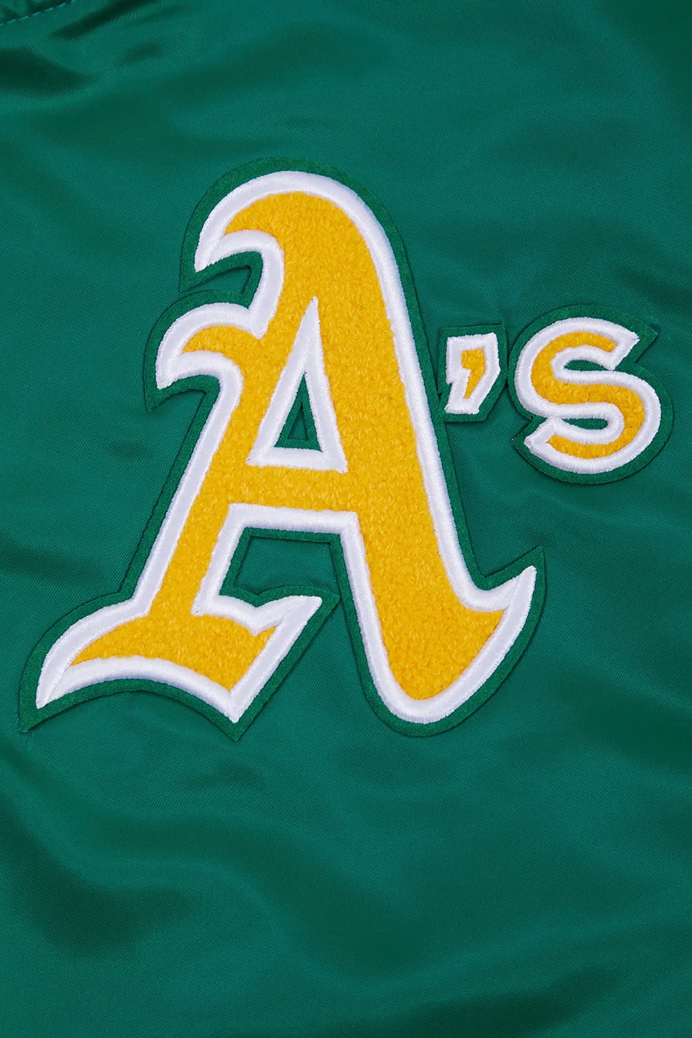 MLB OAKLAND ATHLETICS RETRO CLASSIC MEN'S RIB SATIN JACKET (KELLY GREEN)