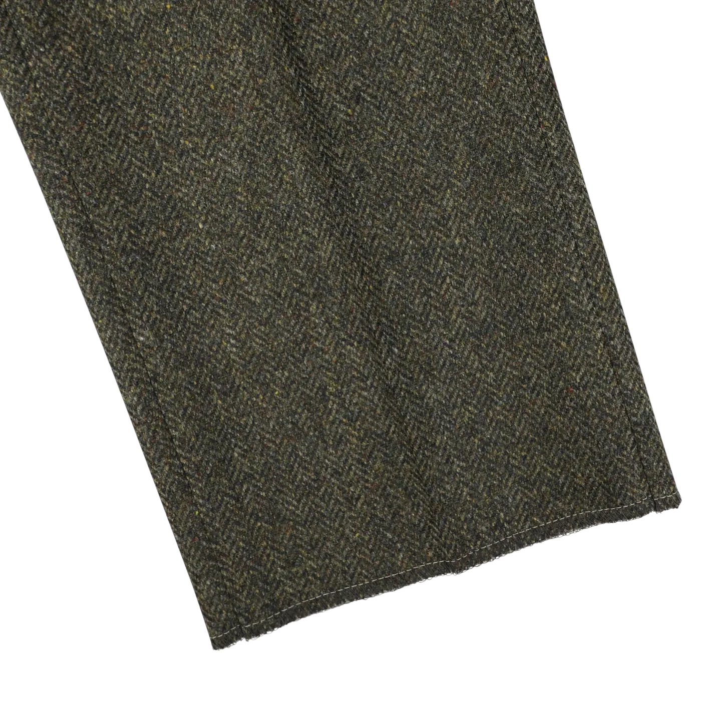 Moss Green Herringbone Wool Tweed Trousers