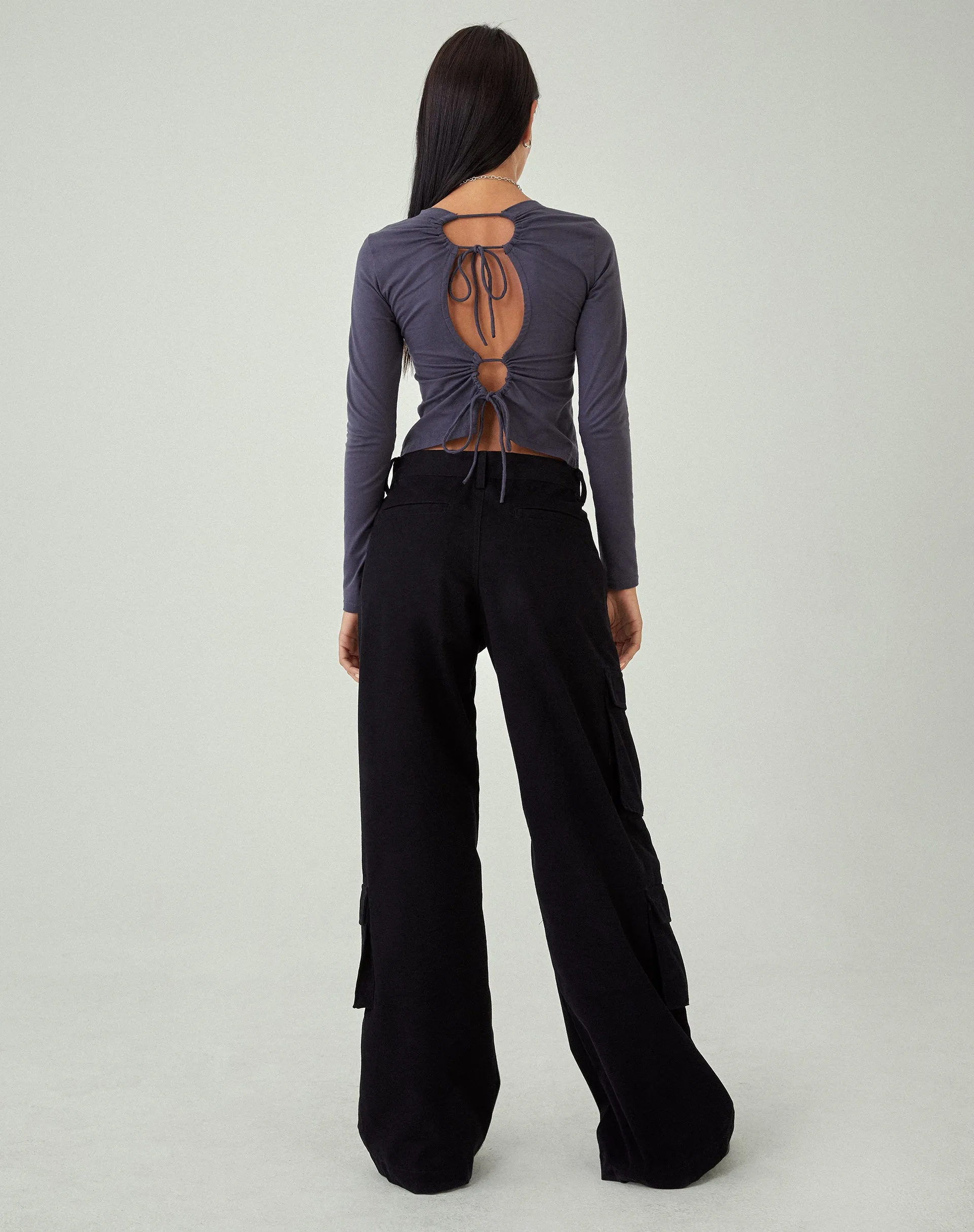 MOTEL X JACQUIE Shan Wide Leg Trouser in Black