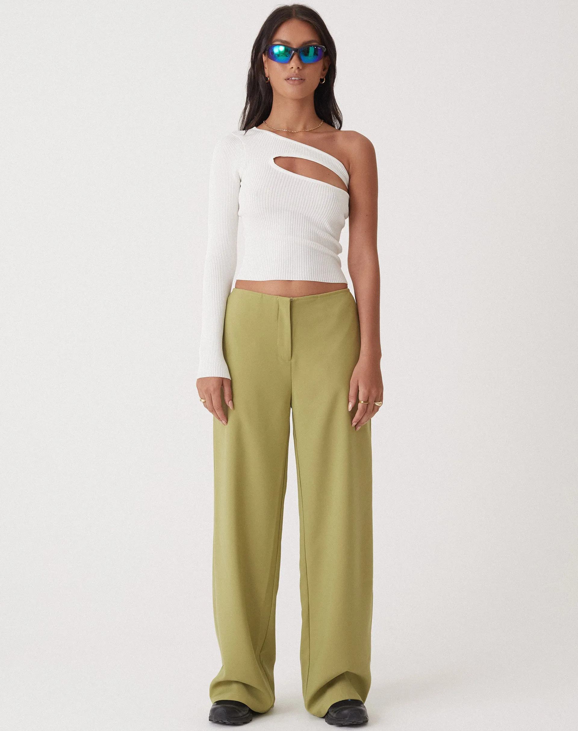 MOTEL X OLIVIA NEILL Amadi Wide Leg Trouser in Tailoring Seamfoam Green