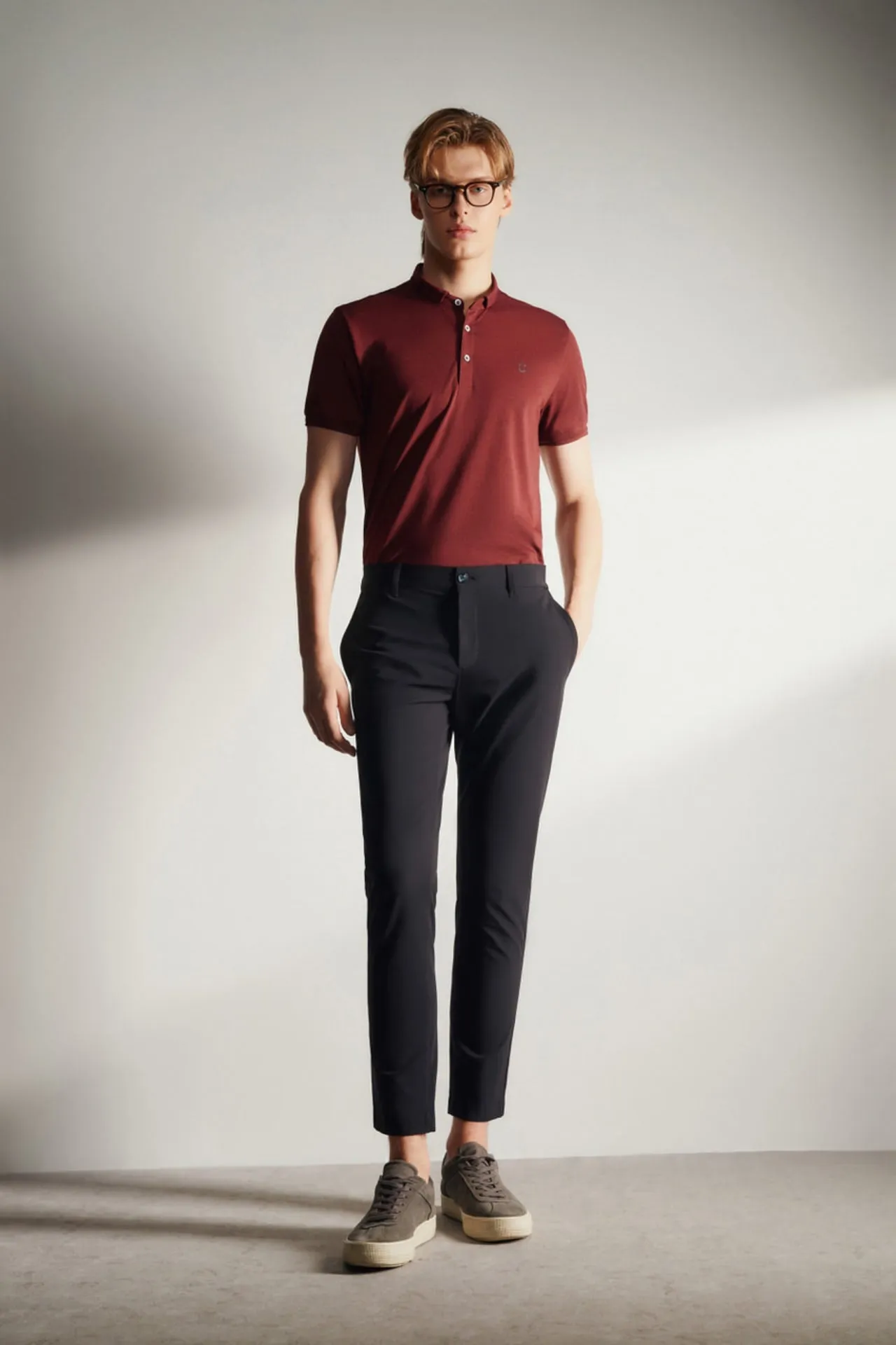 Multi-Way Stretch Slim Tapered Fit Casual Pants