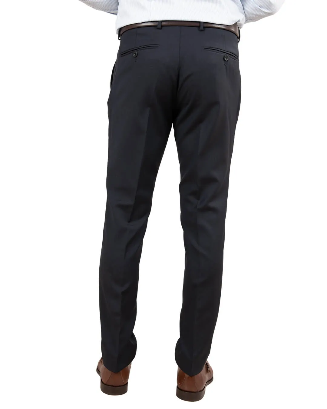 Navy Herringbone Suit Trousers