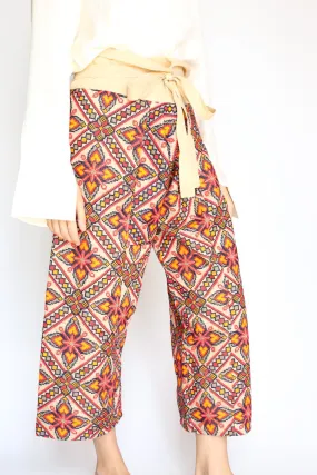 NEEDLEWORK FISHERMAN CROP WRAP PANTS