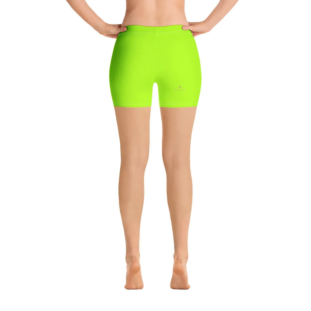 Neon Green Women's Tights, Bright Workout Gym Ladies Elastic Tight Shorts-Made in USA/EU