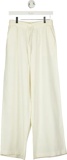 New Look Cream Drawstring Wide Leg Trousers UK 10