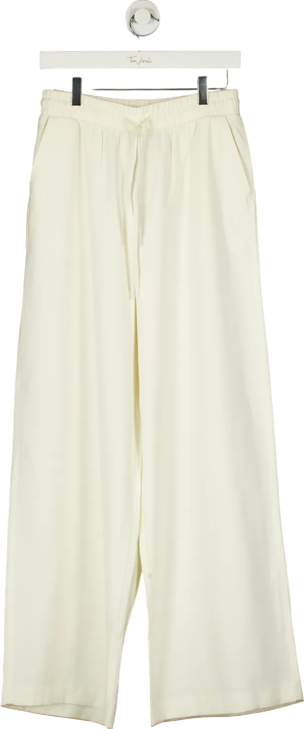 New Look Cream Drawstring Wide Leg Trousers UK 10