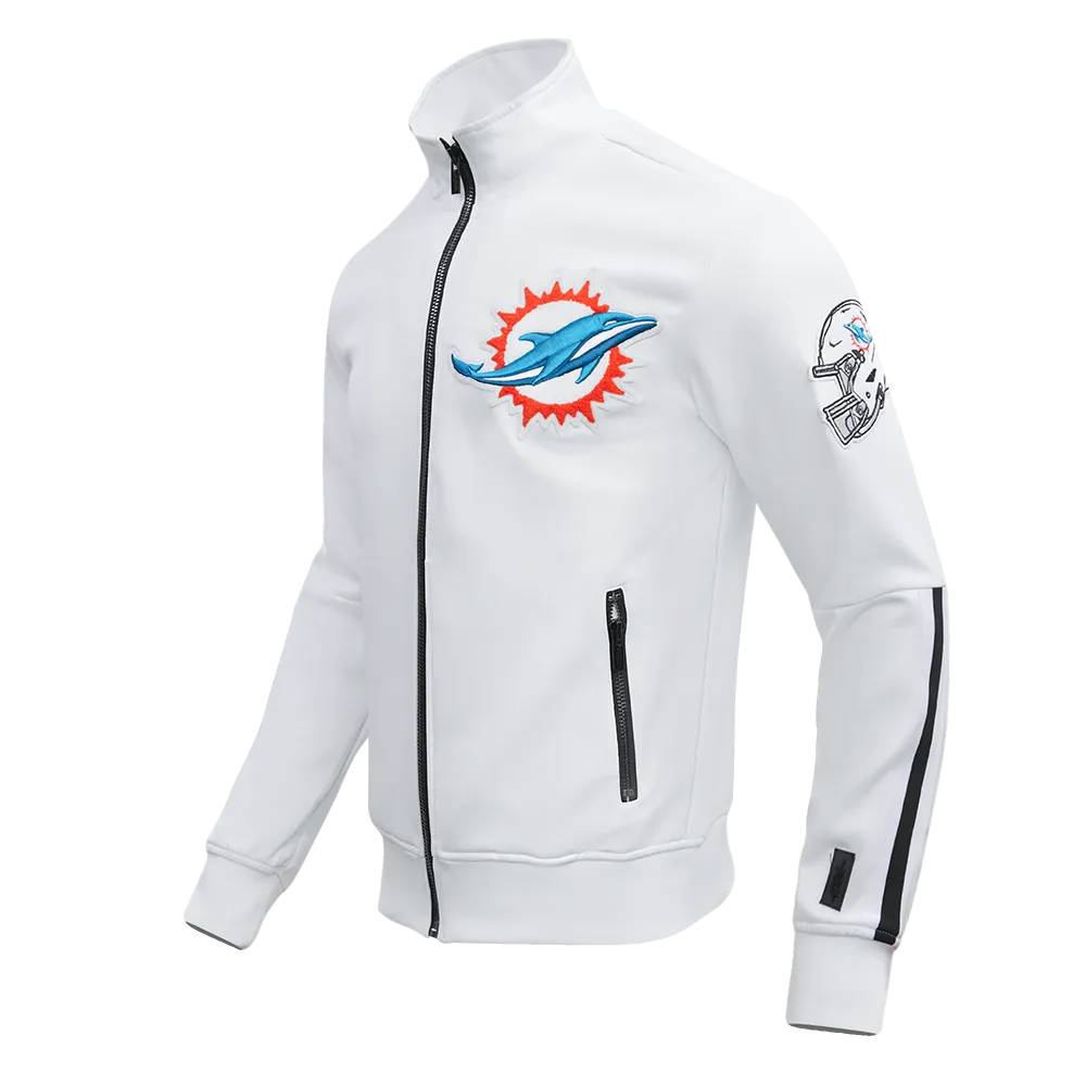 NFL MIAMI DOLPHINS CLASSIC MEN'S DK TRACK JACKET (WHITE/BLACK)