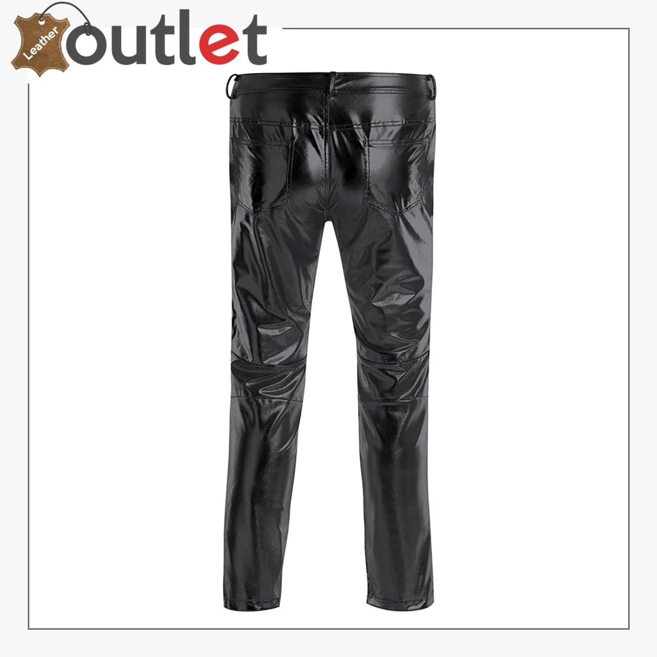 Night Club Leather Metallic Straight Pant Trouser