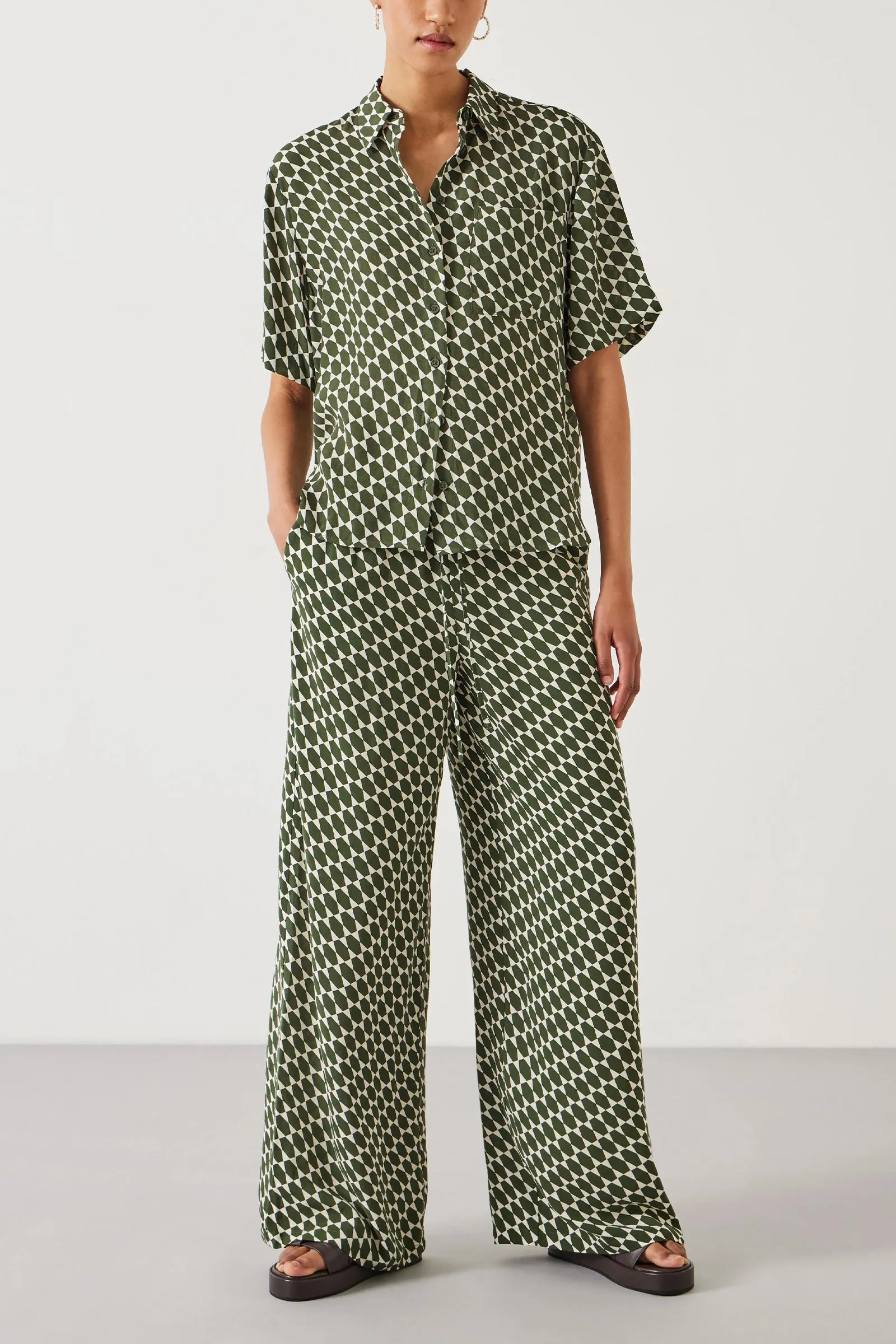 Norah Relaxed Printed Wide Leg Trousers