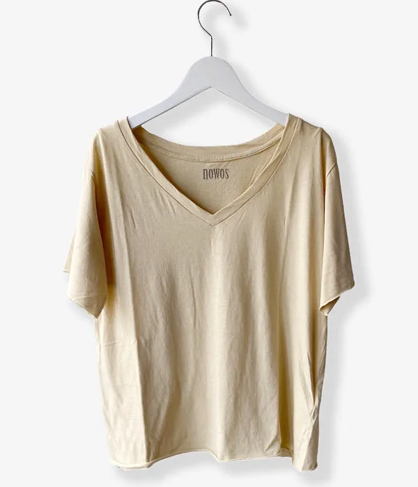 nowos/V NECK TEE(BEIGE)