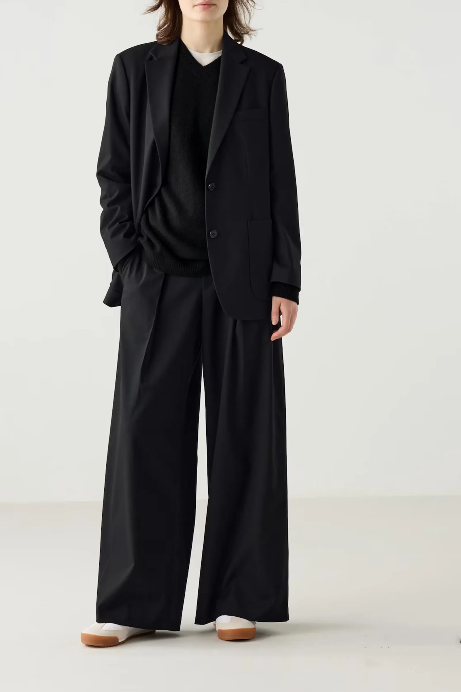 Oversized Jacket and Pleated Wide Trousers