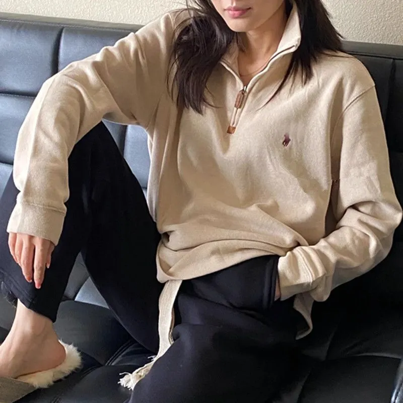 Oversized Polo Sweater Half Zip neck pullover Jumper