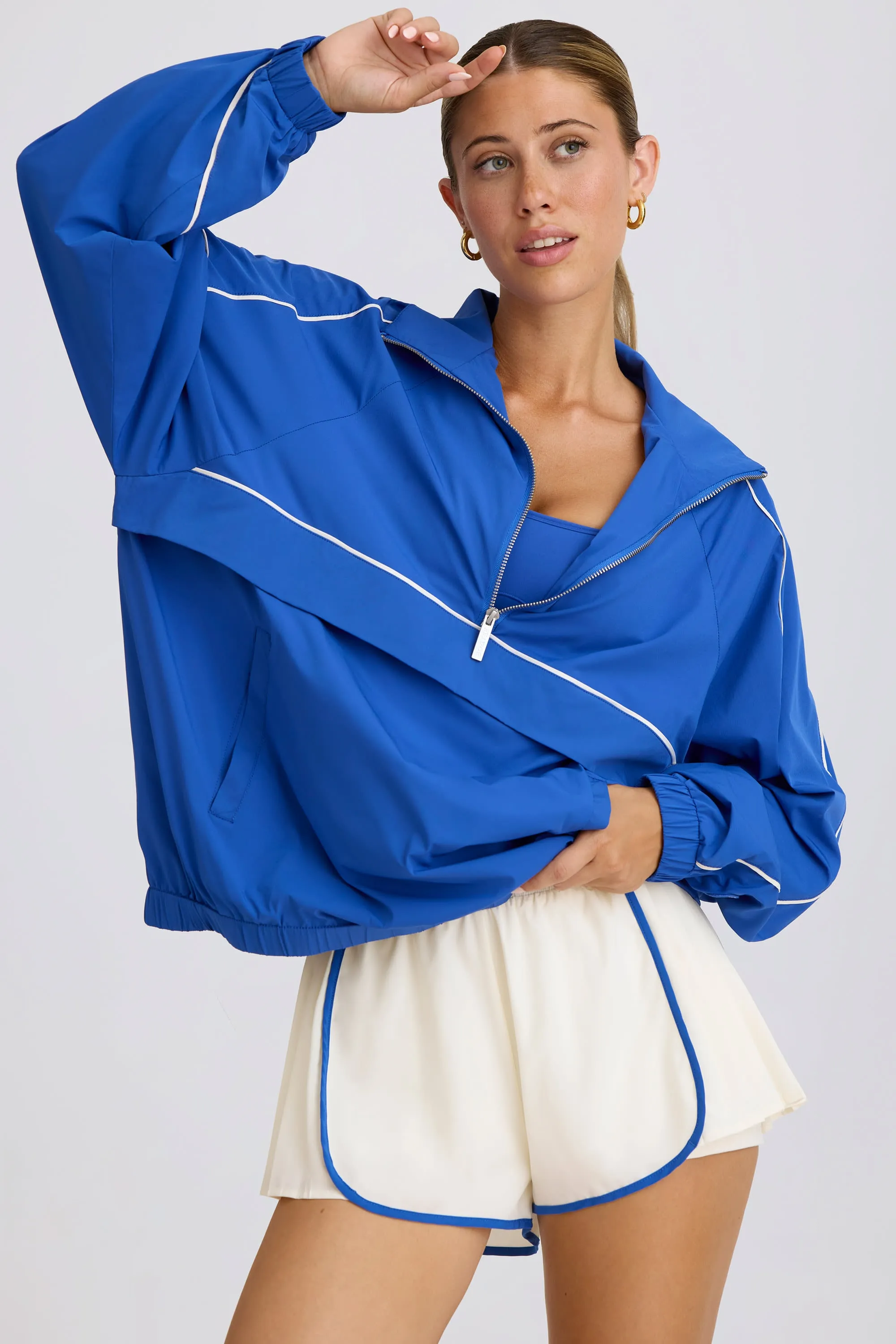 Oversized Track Jacket in Cobalt