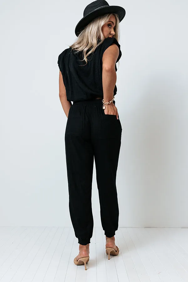 Parisian Countryside High Waist Joggers In Black