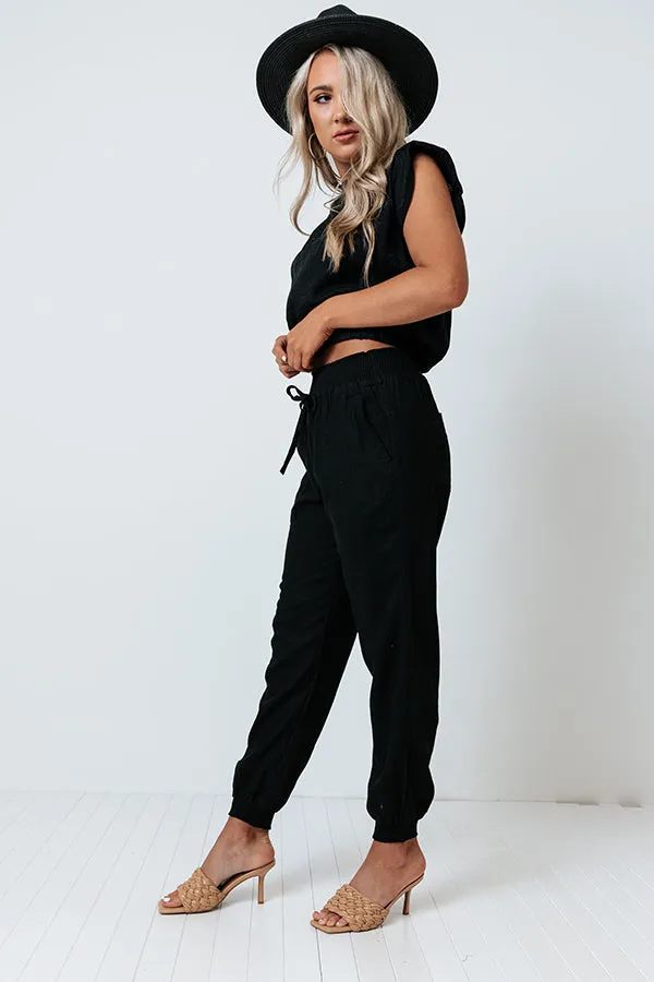 Parisian Countryside High Waist Joggers In Black