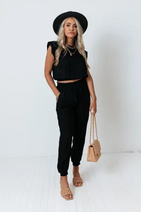 Parisian Countryside High Waist Joggers In Black