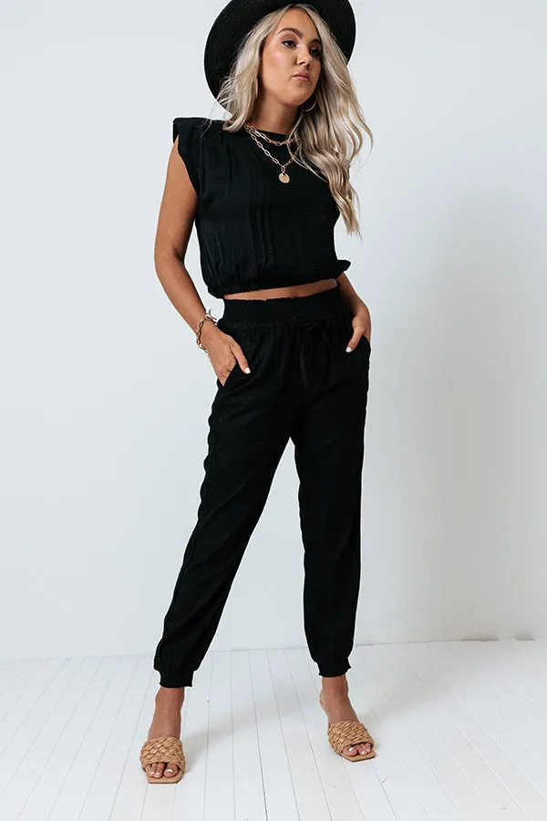 Parisian Countryside High Waist Joggers In Black