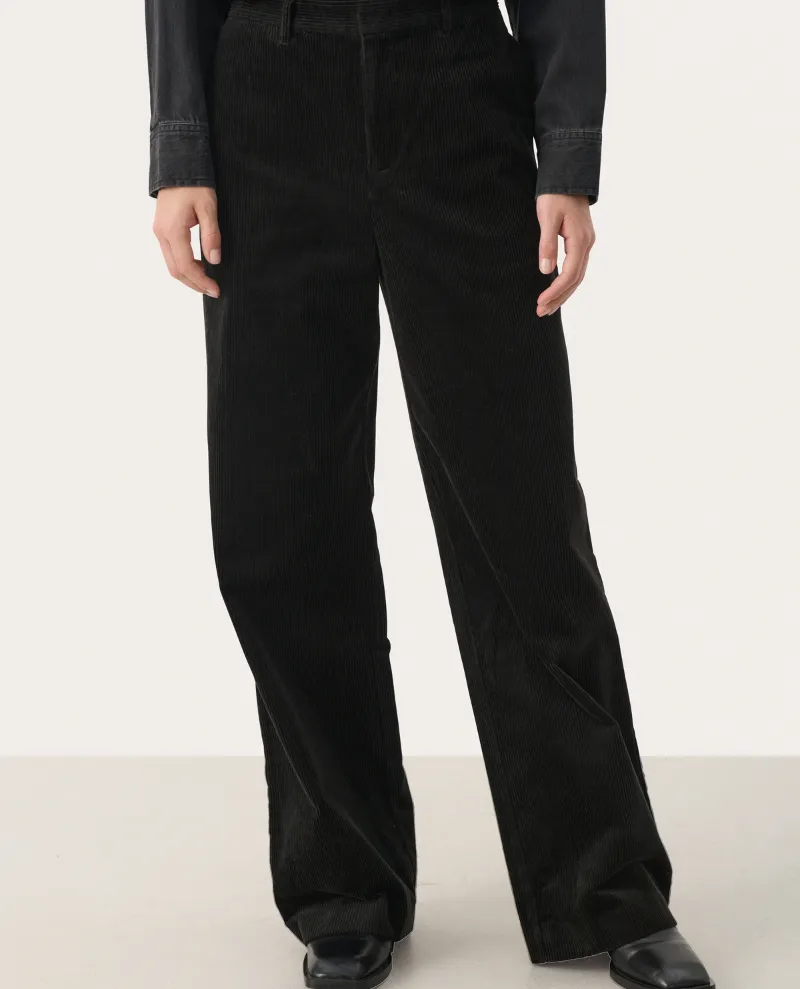 Part Two Clarisse Black Wide Cord Trousers